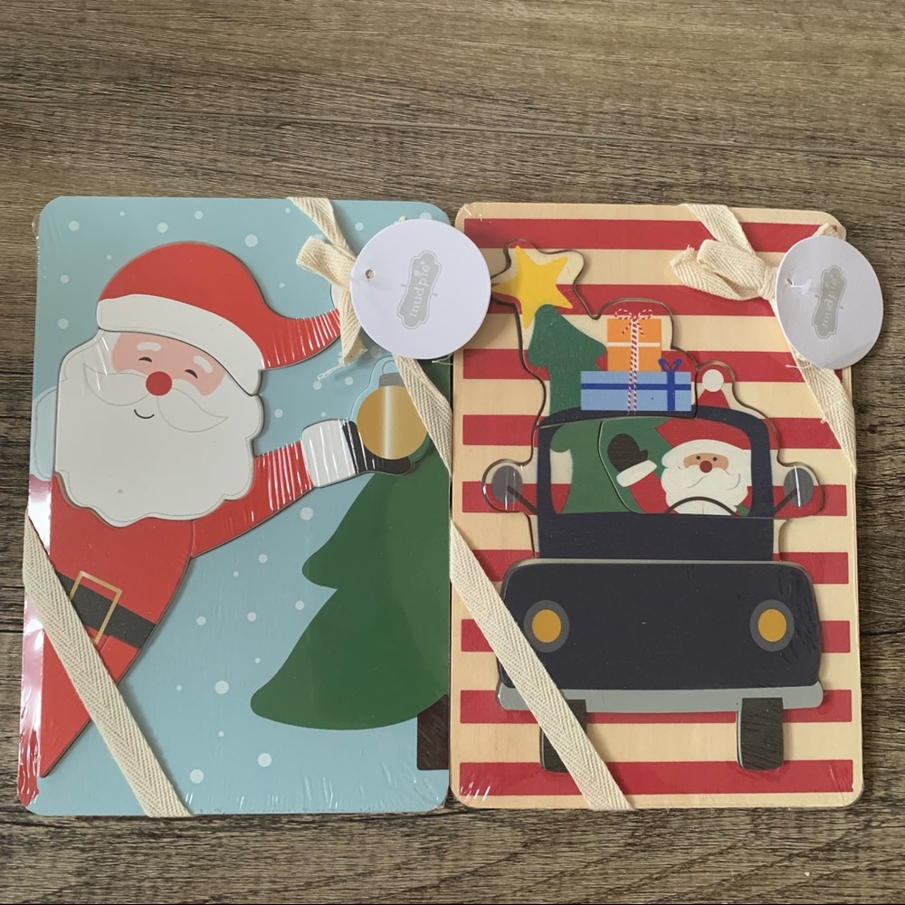 NWT Mud Pie Christmas Santa Puzzles